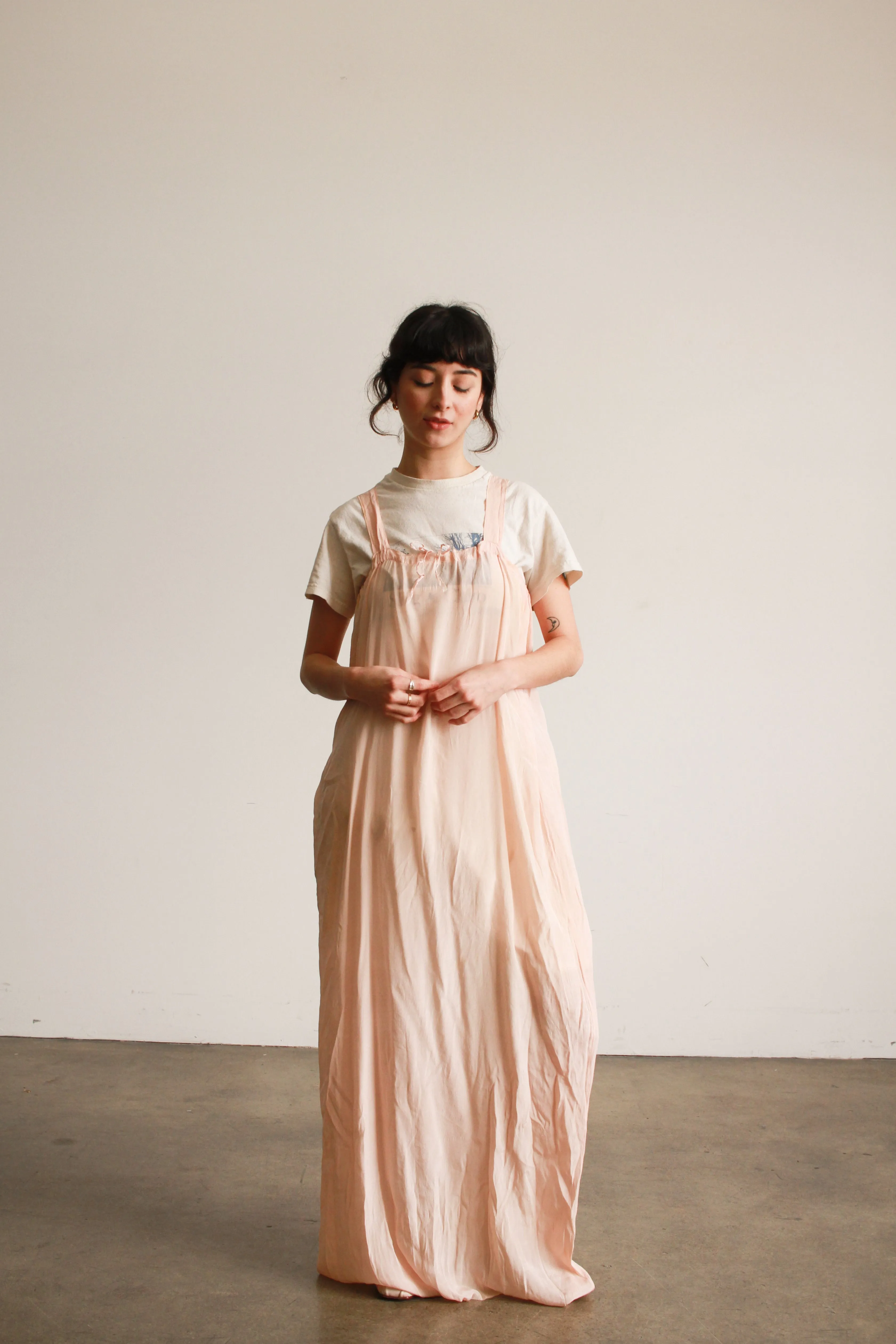 1940s Blush Pink Silk Slip Dress