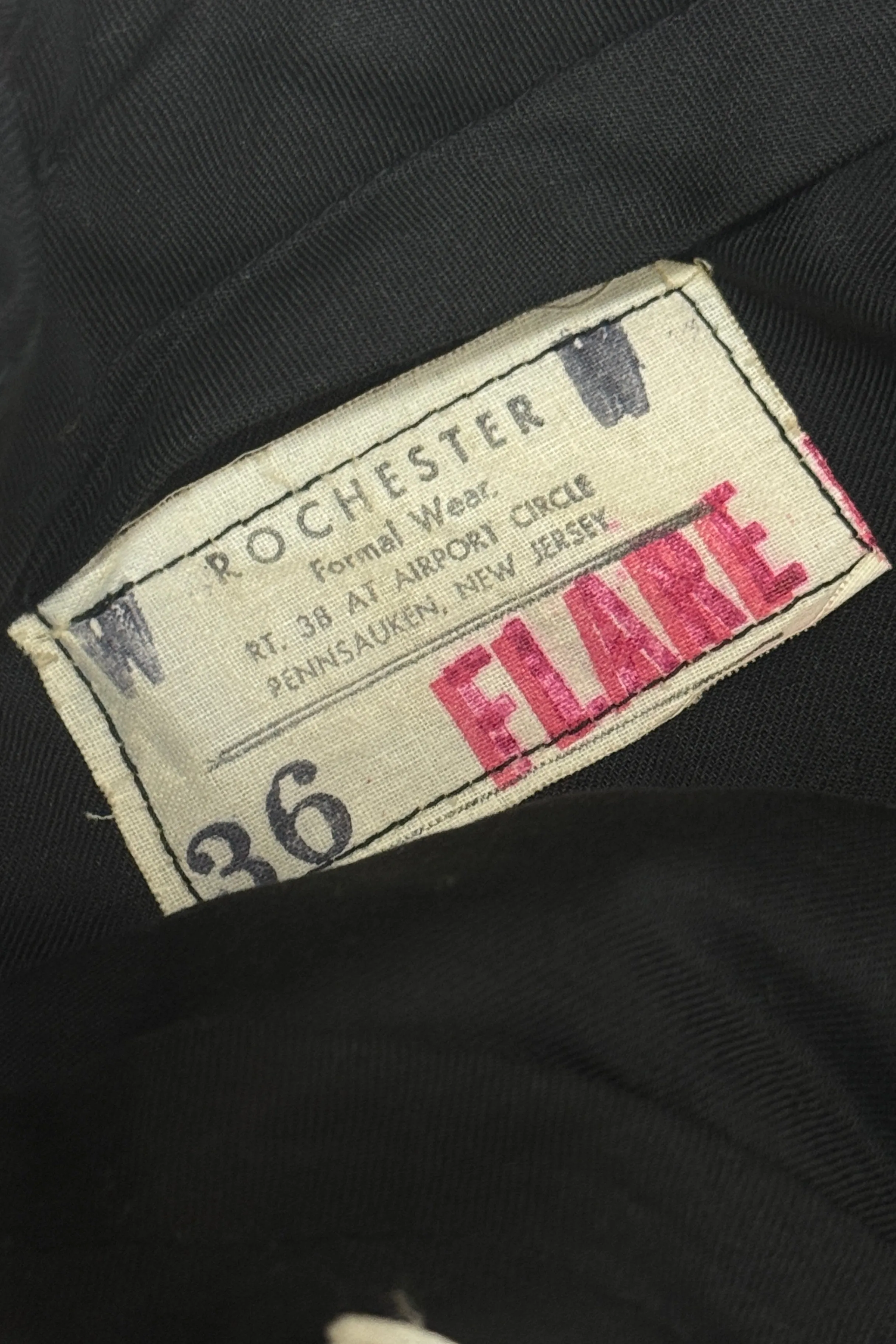 1950’S ROCHESTER FORMALWEAR MADE IN USA FLARED TUXEDO PANTS 32 X 28