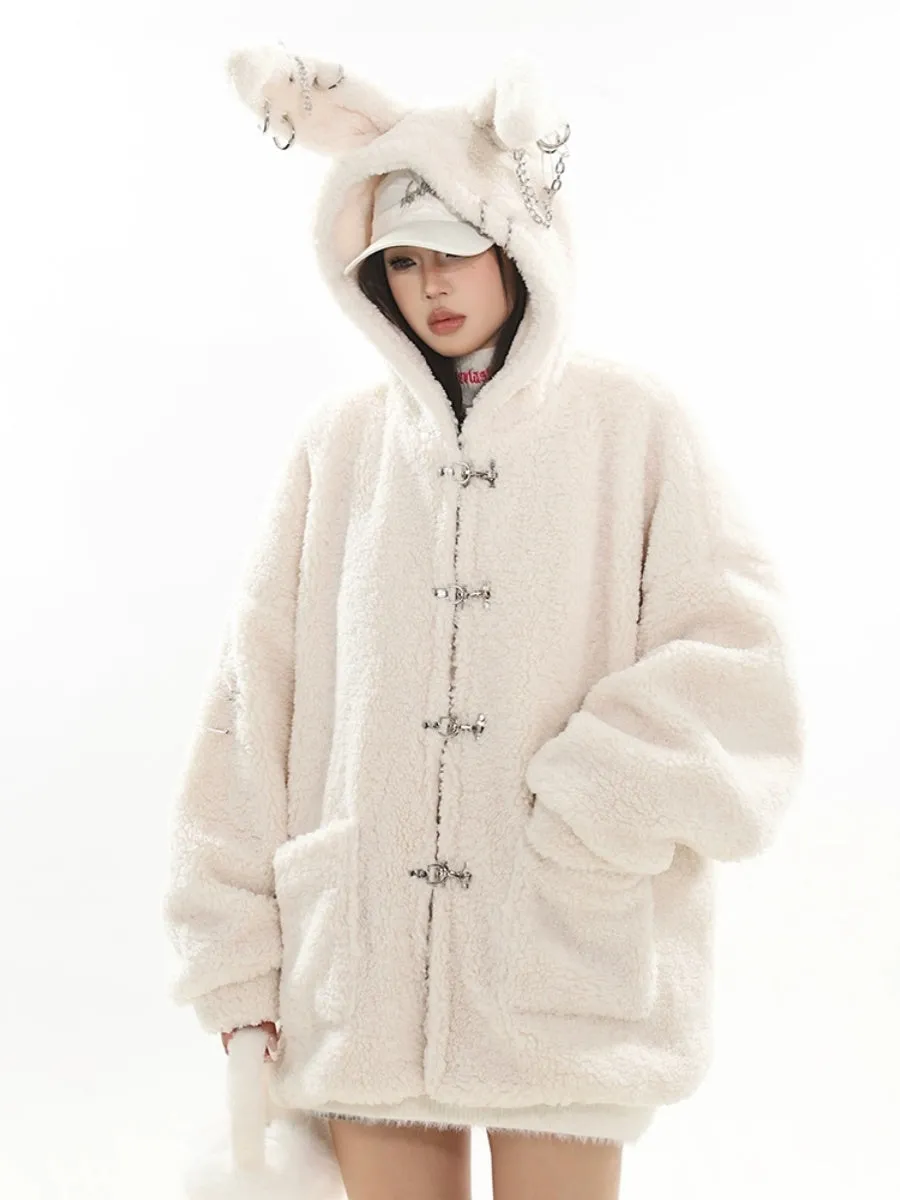 【23s December.】Cute Bunny Ears Hooded Sherpa Jacket