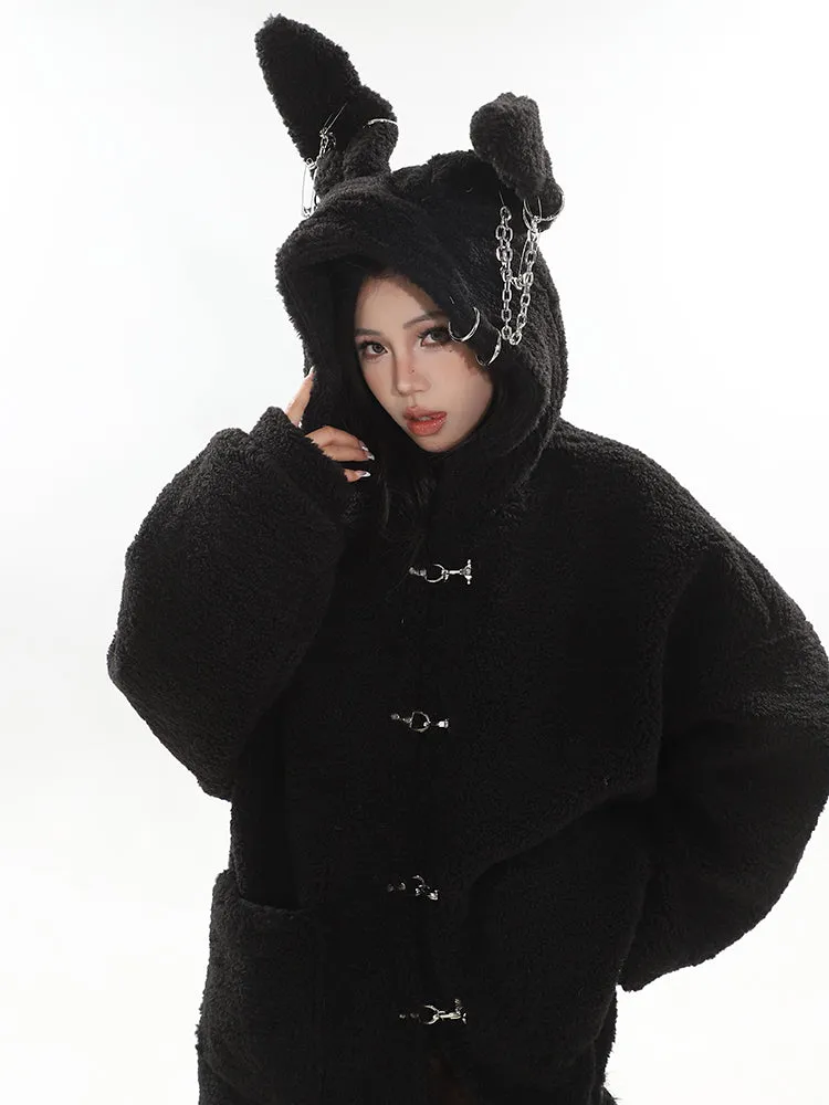 【23s December.】Cute Bunny Ears Hooded Sherpa Jacket