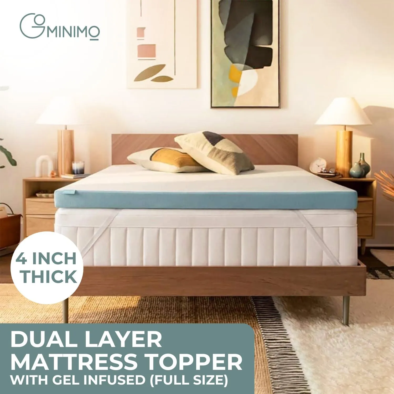 4" Gel Infused Dual Layer Mattress Topper, Full, Gominimo