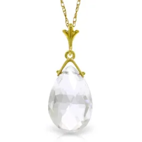 5.1 Carat 14K Solid Yellow Gold Necklace Briolette White Topaz