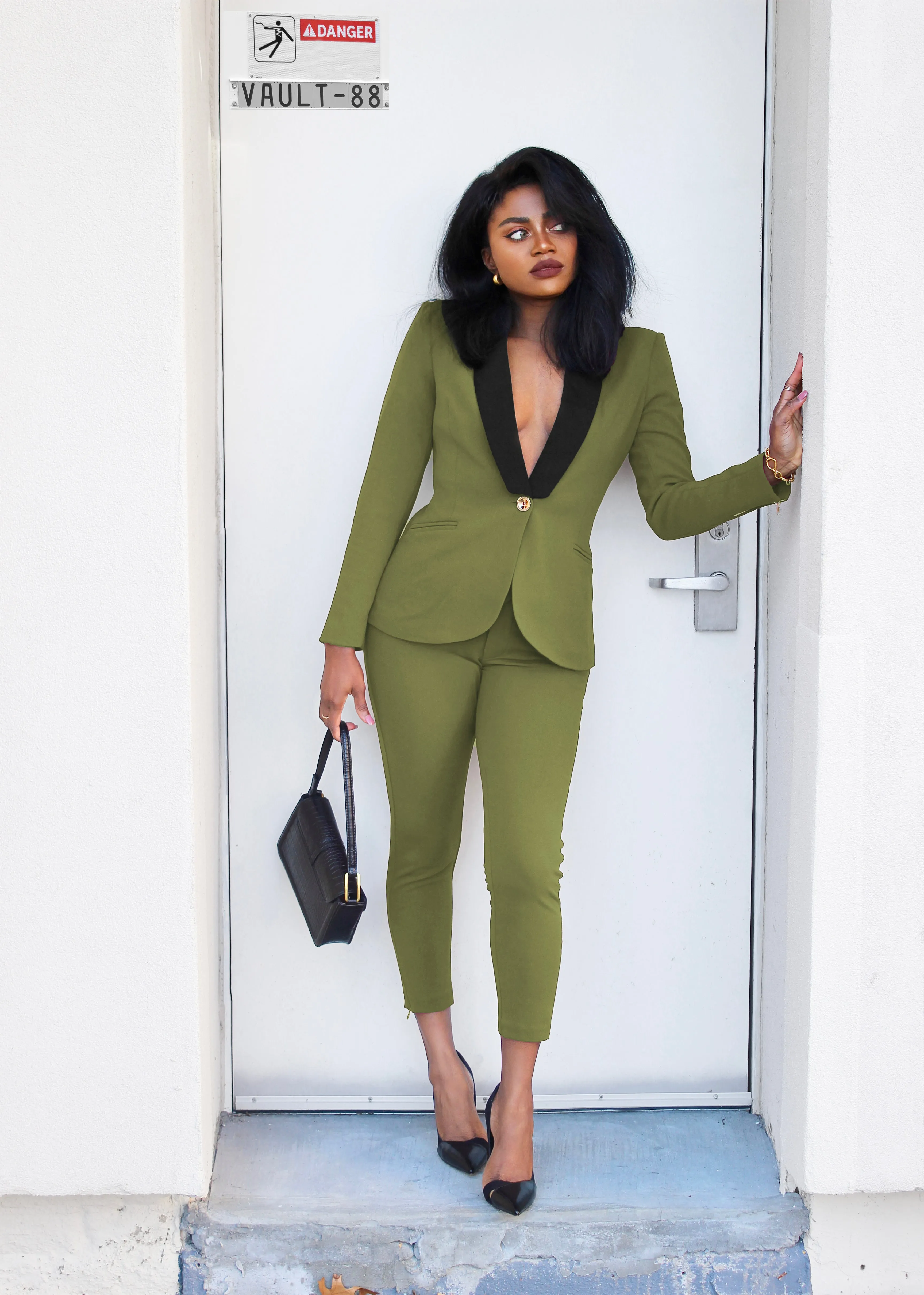 A Rebellious Leggings Suit Set - Olive Green