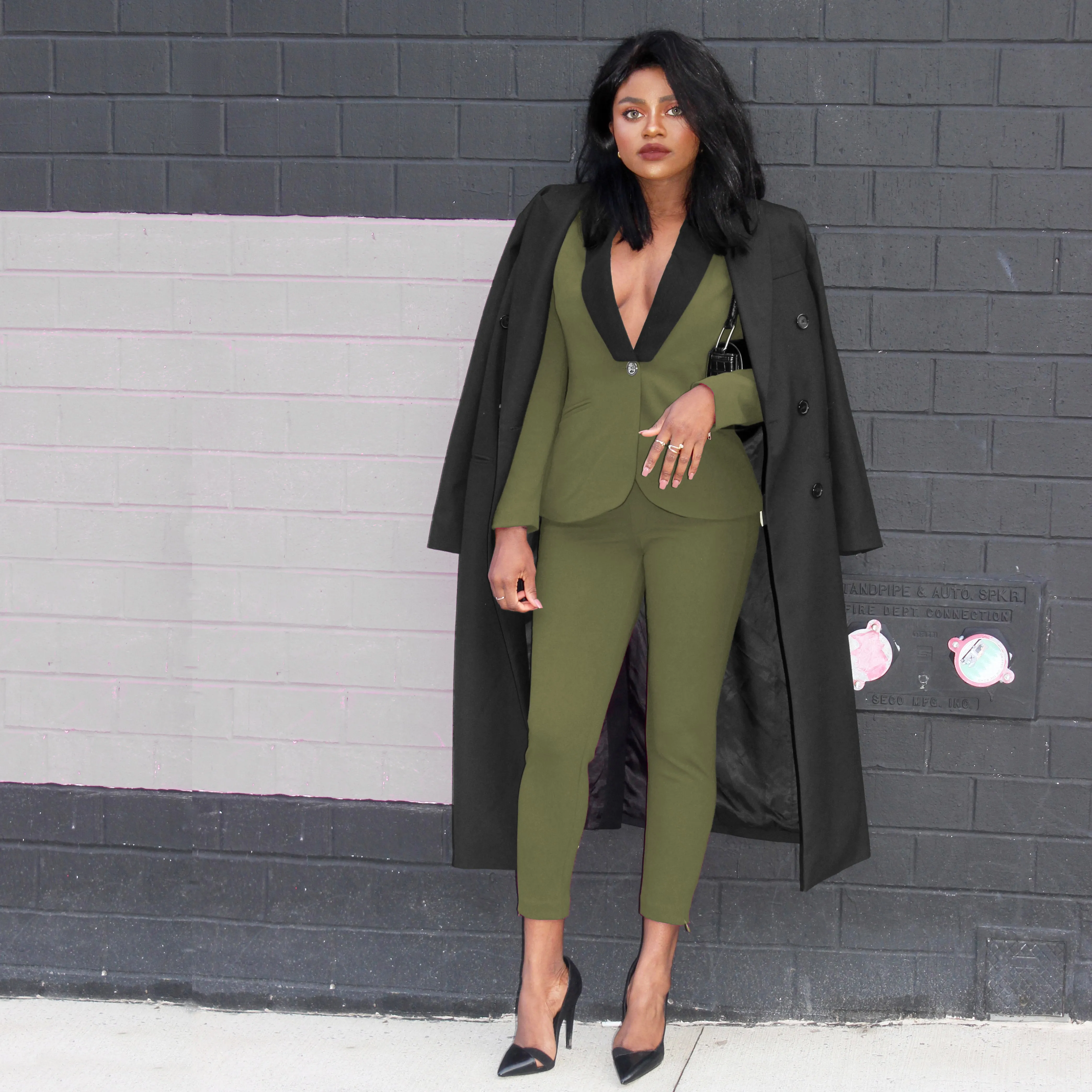 A Rebellious Leggings Suit Set - Olive Green