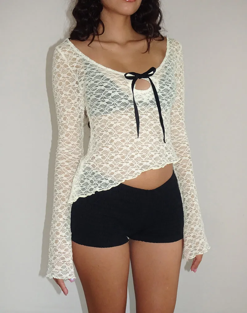 Adas Unlined Long Sleeve Top in Lace Ivory