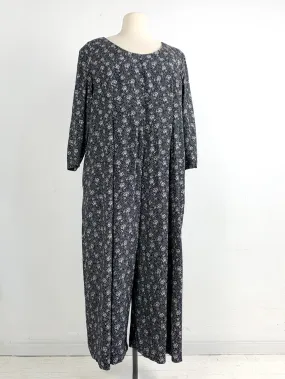 AdrianJordan Black White Rose and Polka Dot Jumpsuit