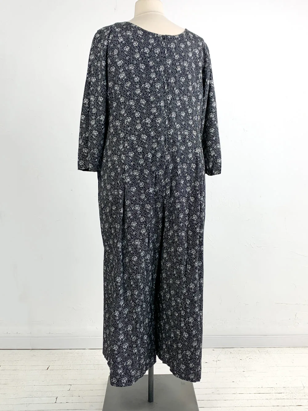 AdrianJordan Black White Rose and Polka Dot Jumpsuit