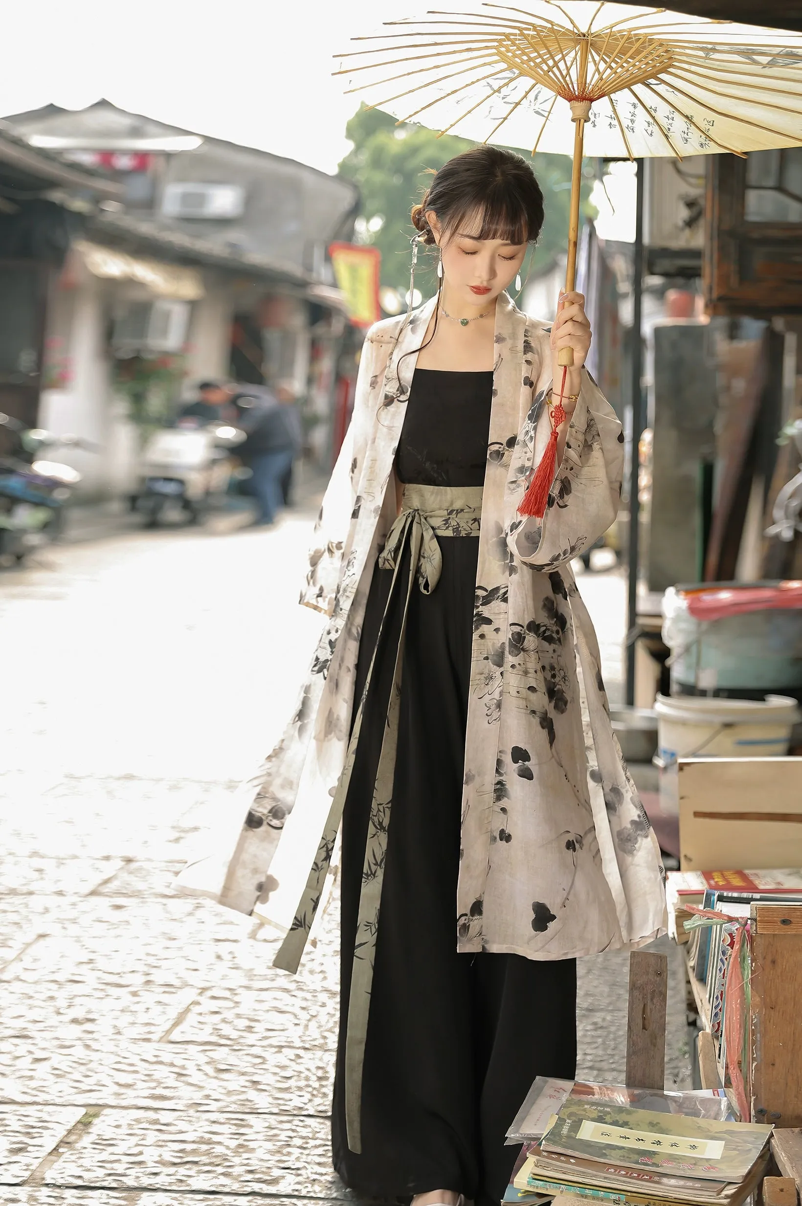 Aged Moonlight 旧时月色 Modernized Song Dynasty Beizi Song Ku Trousers Set