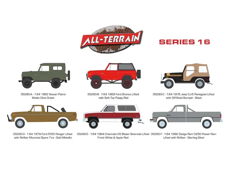 (All-Terrain Series 16) SET OF 6 Diecast 1:64 Scale Models - Greenlight 35290