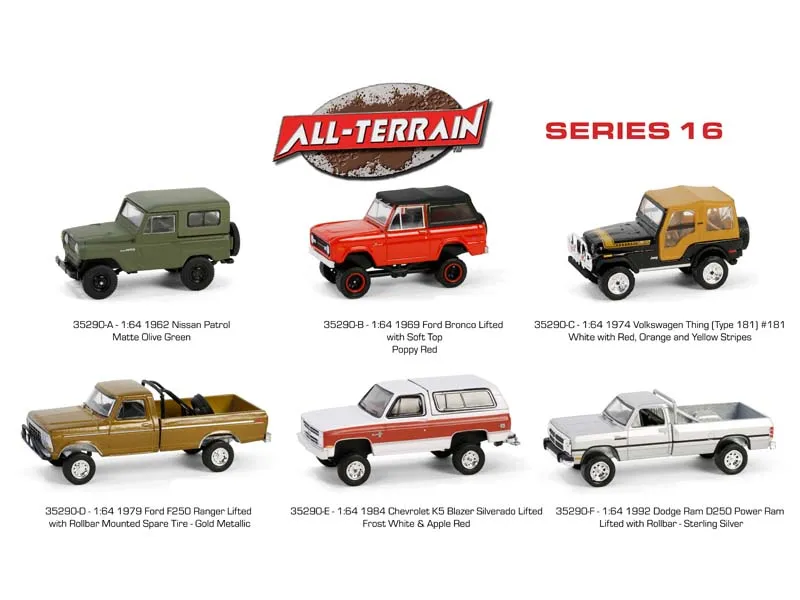 (All-Terrain Series 16) SET OF 6 Diecast 1:64 Scale Models - Greenlight 35290