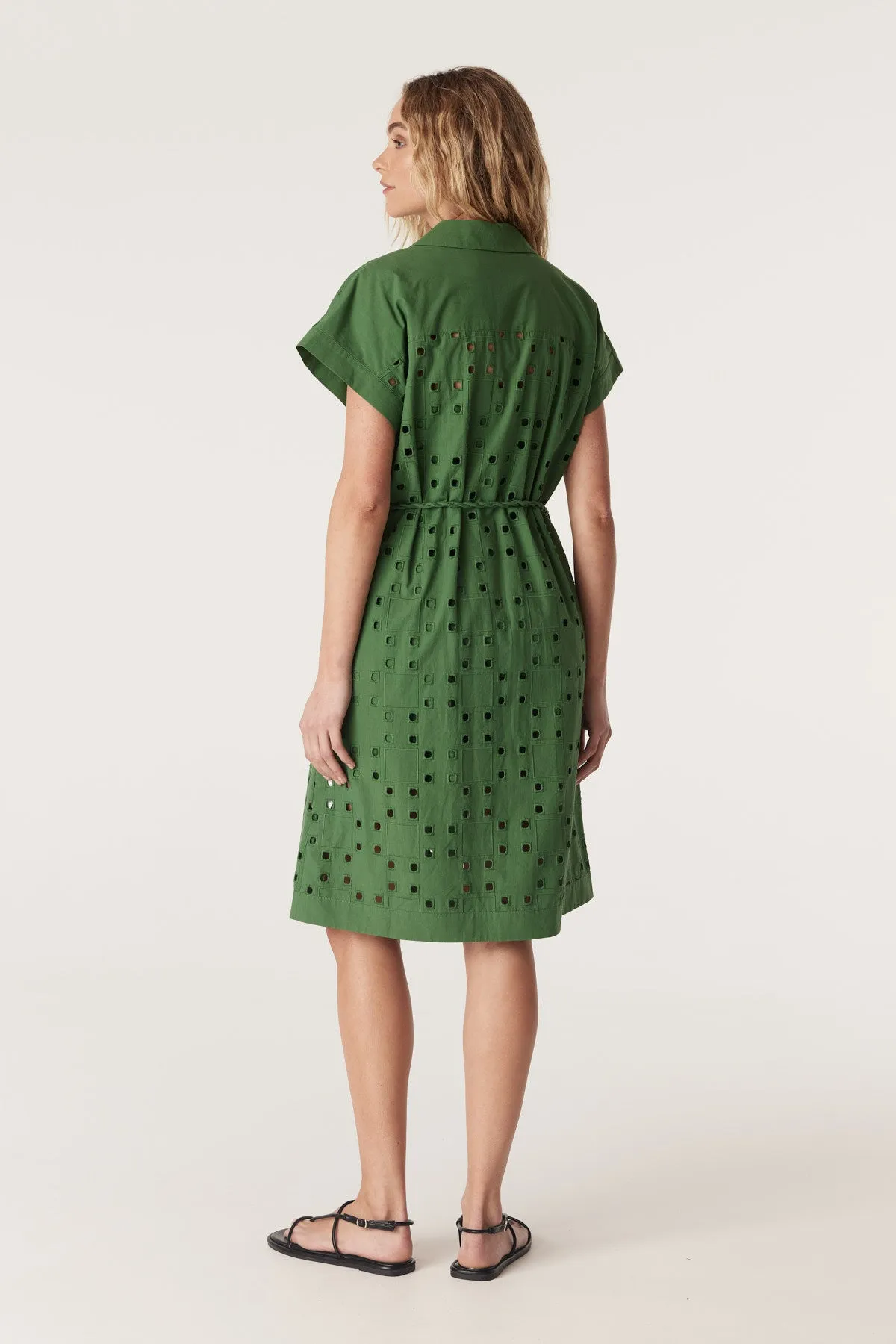 Ally Embroidered Dress  - Green