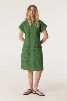 Ally Embroidered Dress  - Green