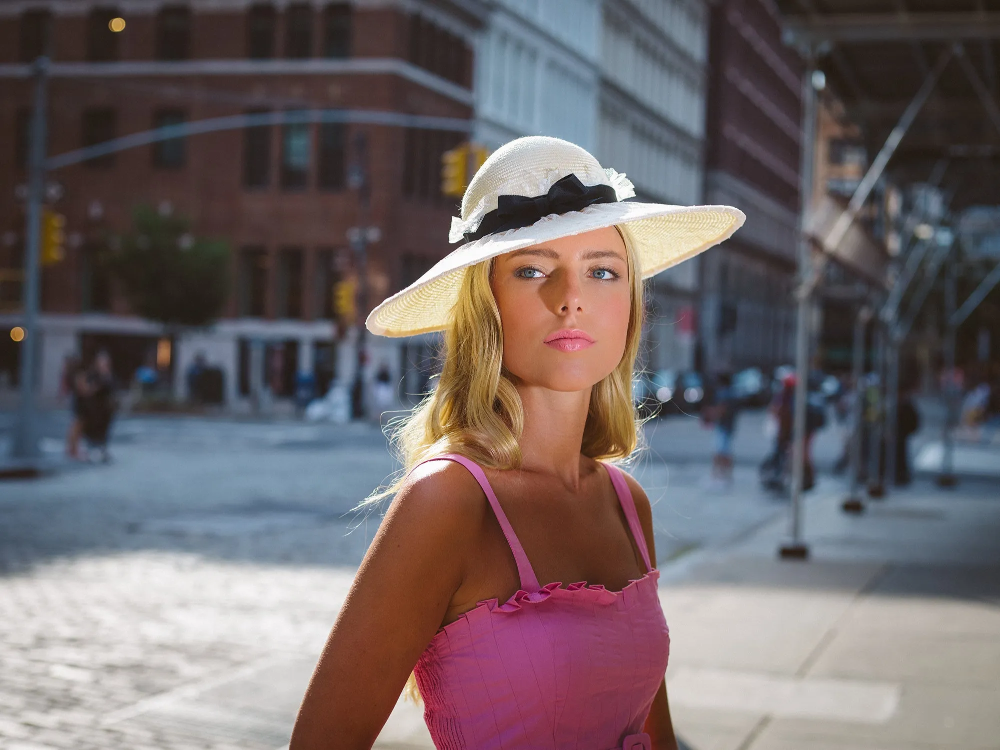 Althea: Ivory Picture Hat with Polka Dot Overlay