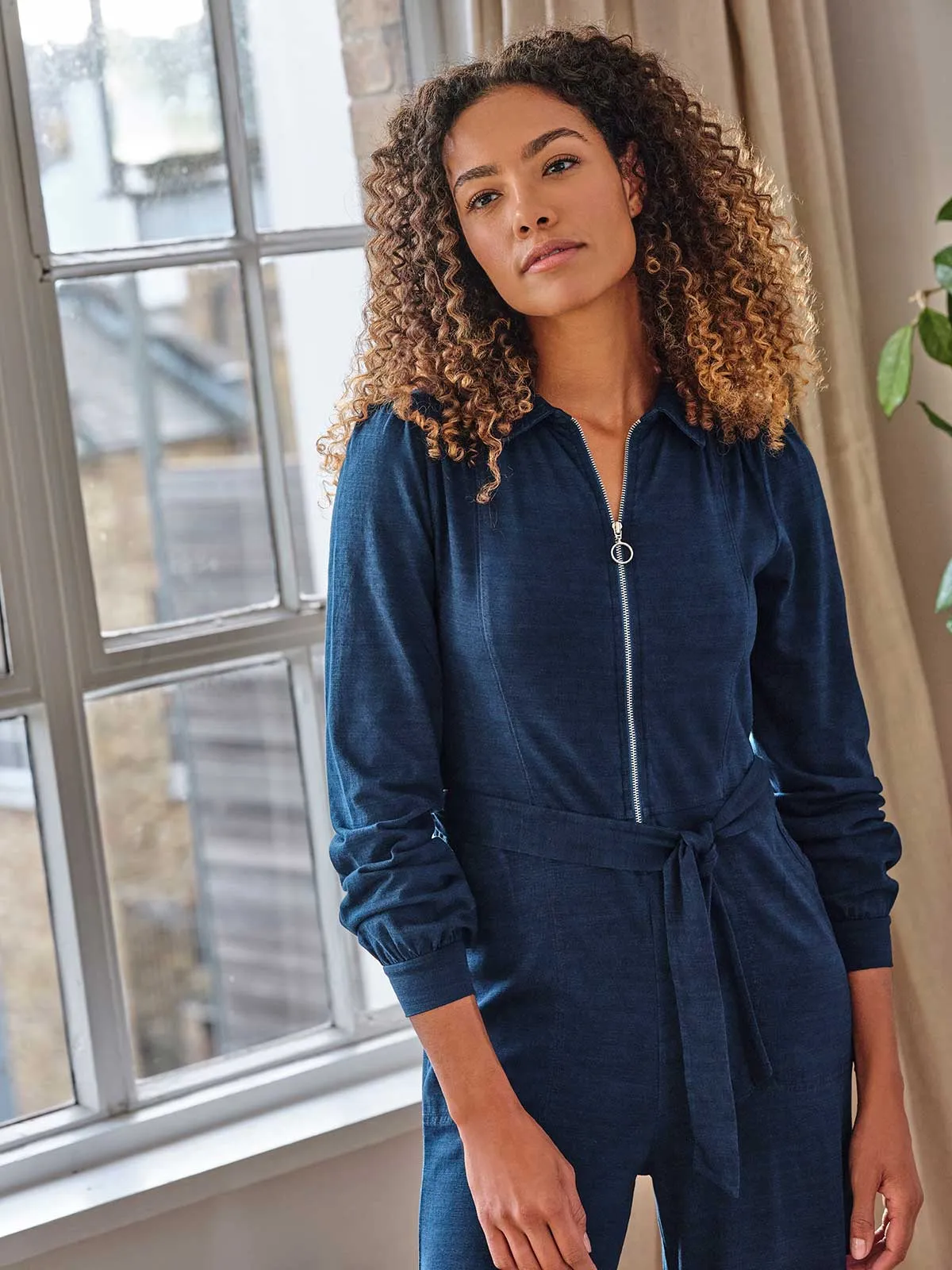 Amara Organic Cotton Denim Jumpsuit  - Blue