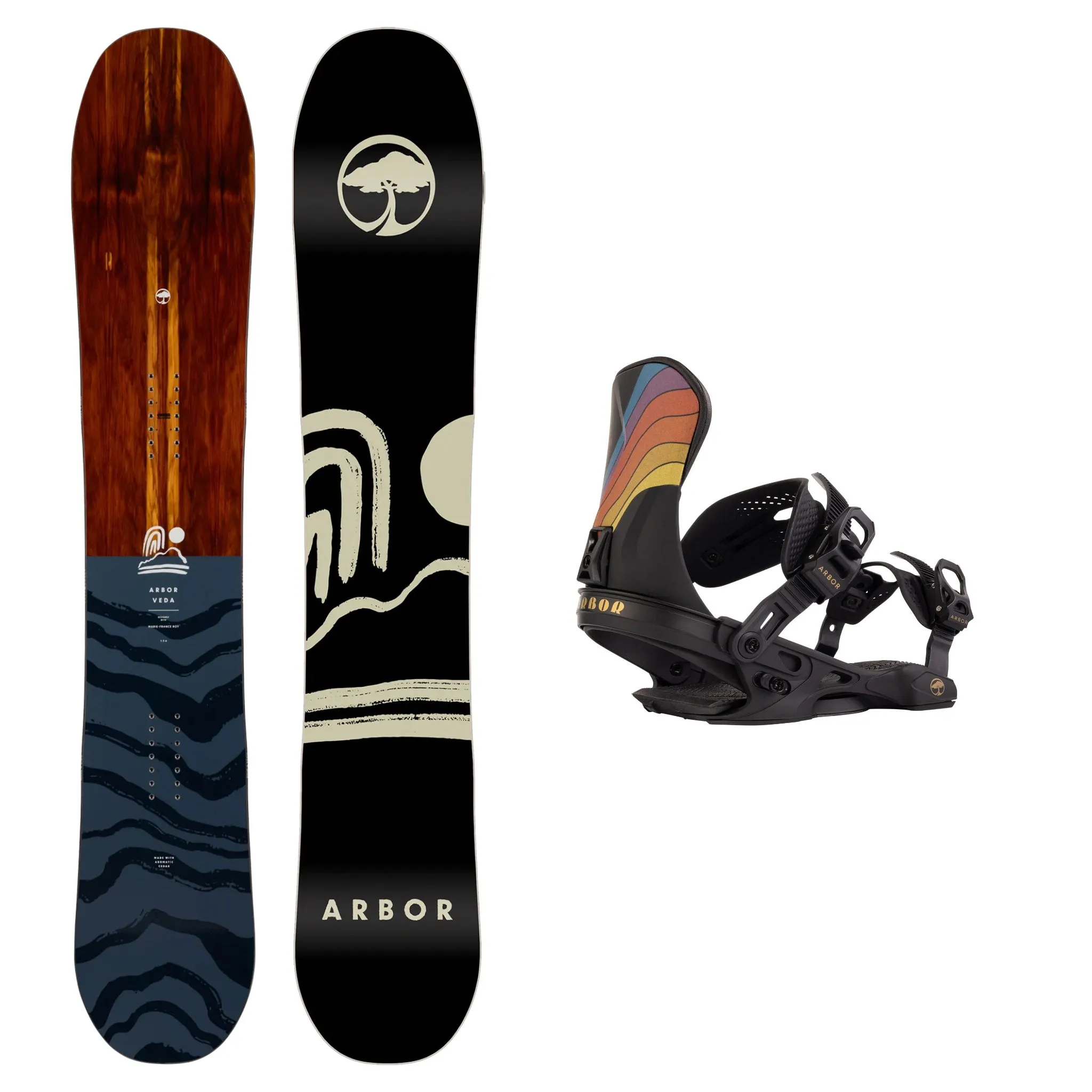 Arbor Women's Veda Camber Snowboard with Arbor Women's Sequoia Hillary Jane Snowboard Binding 2025