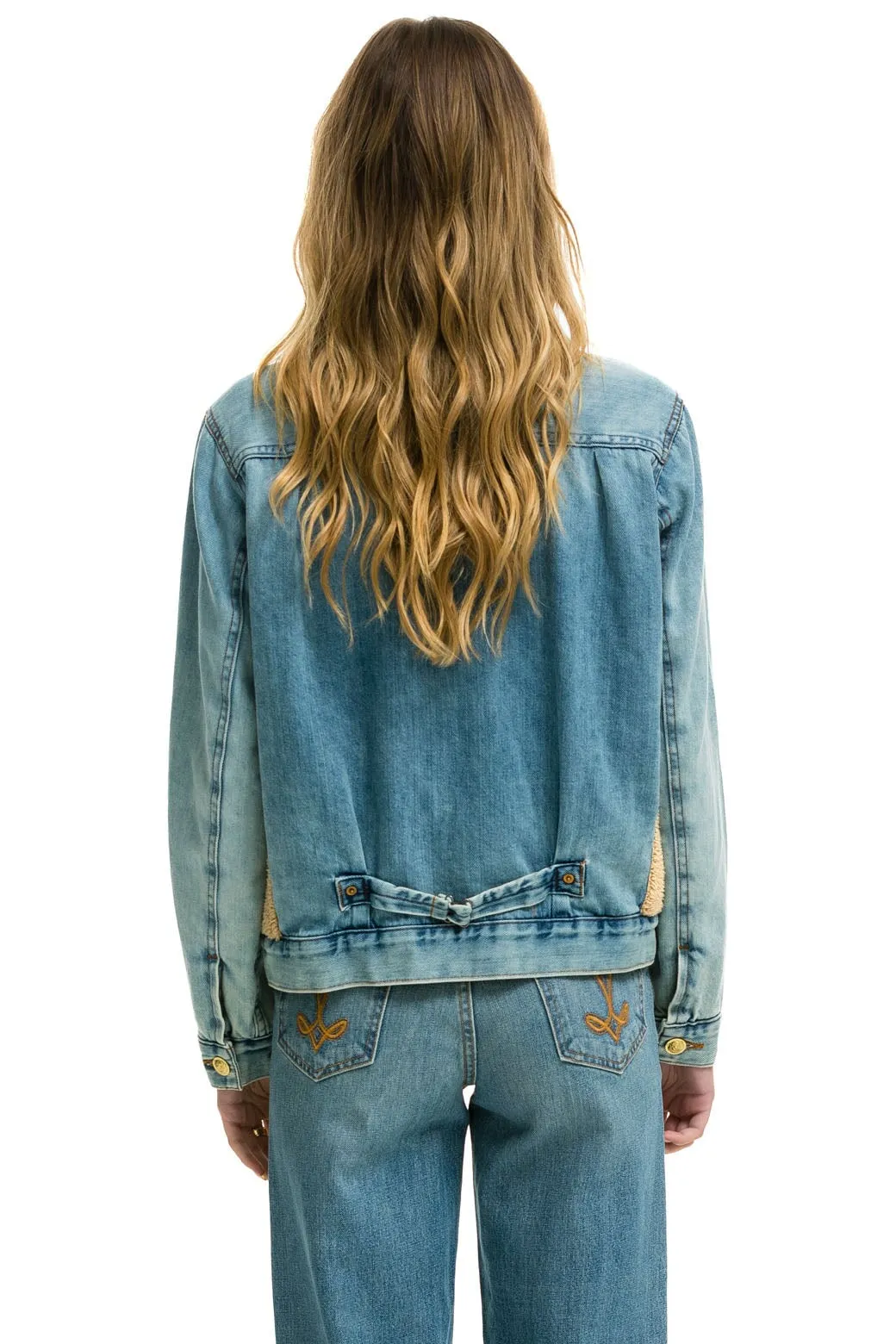 ASPEN SHERPA UNISEX DENIM JACKET - VINTAGE WHEAT