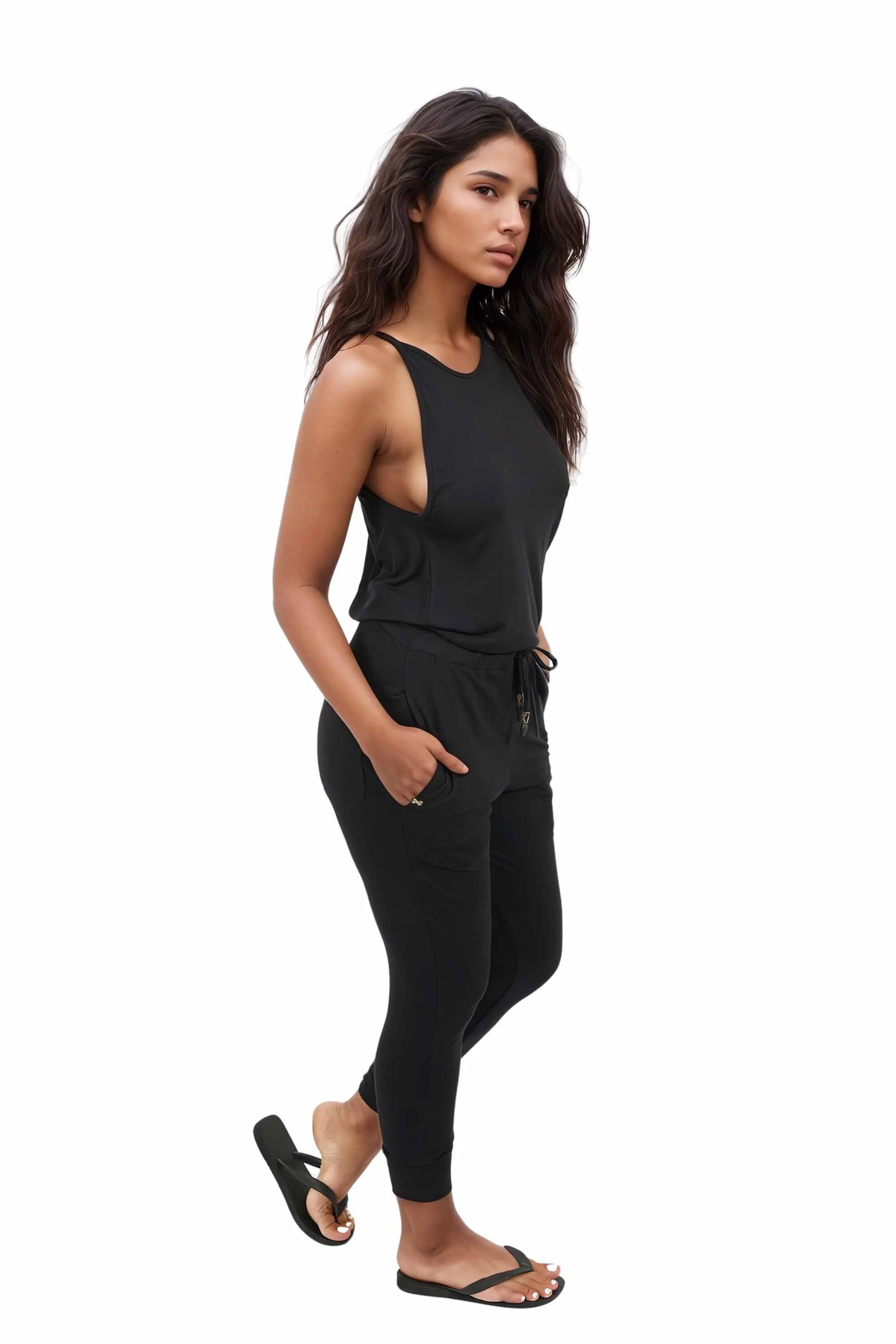 Athens Womens Black Casual Jumpsuit