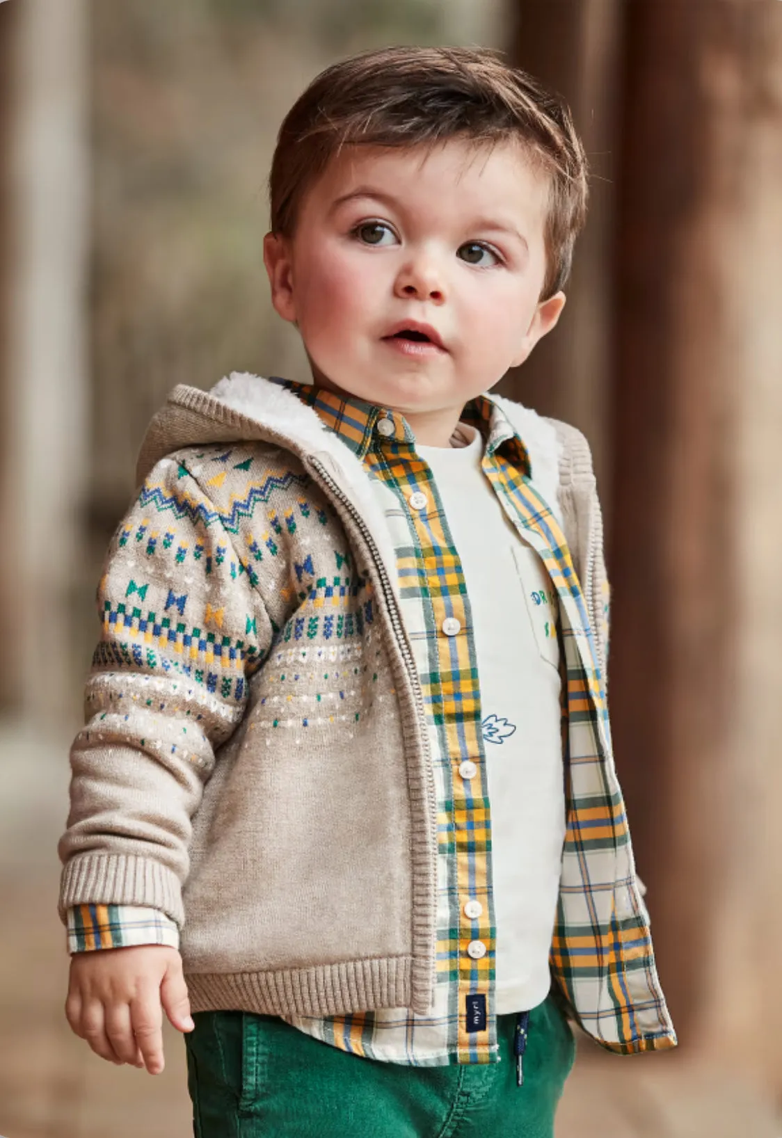 Baby Boy knit jacket sherpa lining