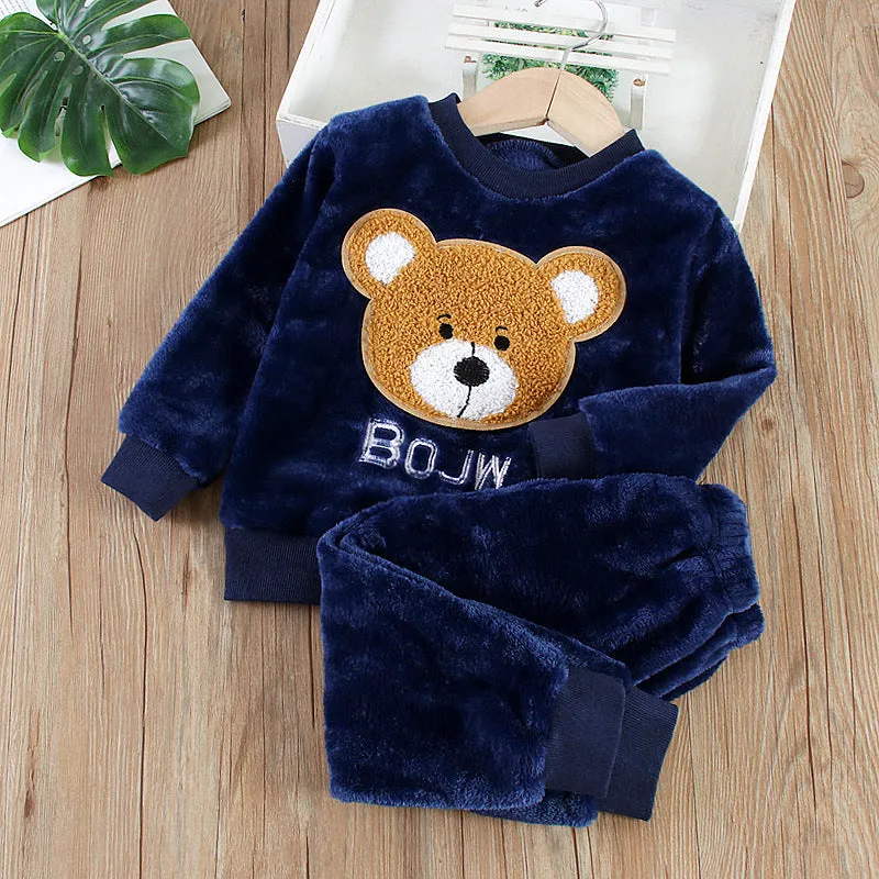 Babymoon Set of 2 | Baby Sleepwear Nightsuit Kid’s Nightdress T-shirt with Pants Pajamas Winter Sweater | Darkblue