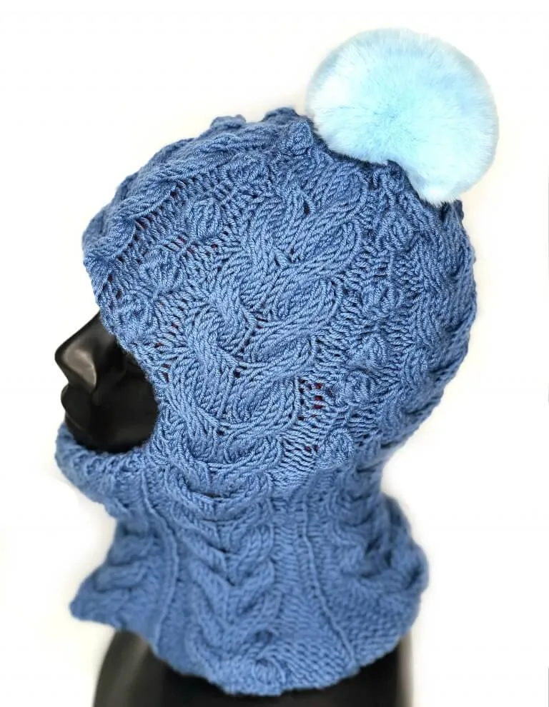 Balaclava With Chinchilla Fur Pom Pom