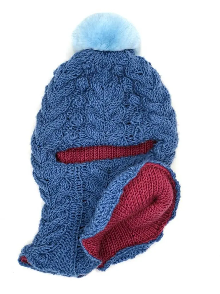 Balaclava With Chinchilla Fur Pom Pom