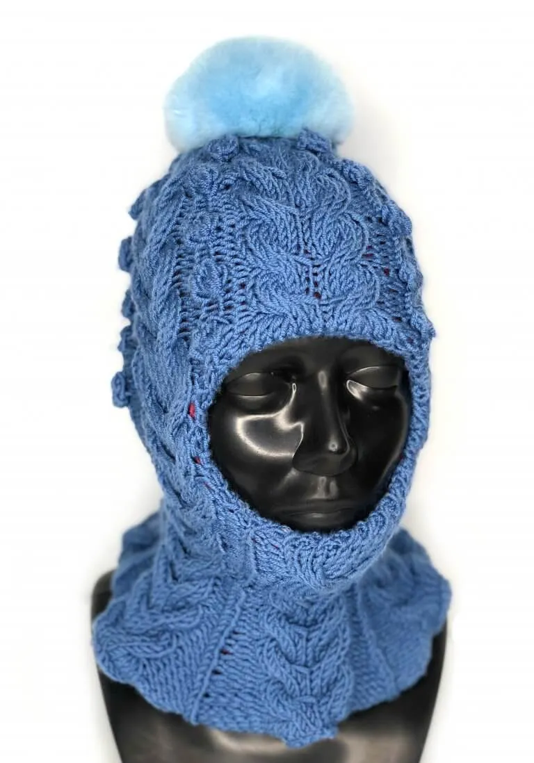 Balaclava With Chinchilla Fur Pom Pom