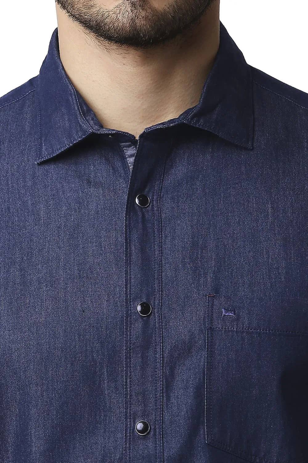 Basics Slim Fit Indigo Plain Shirt