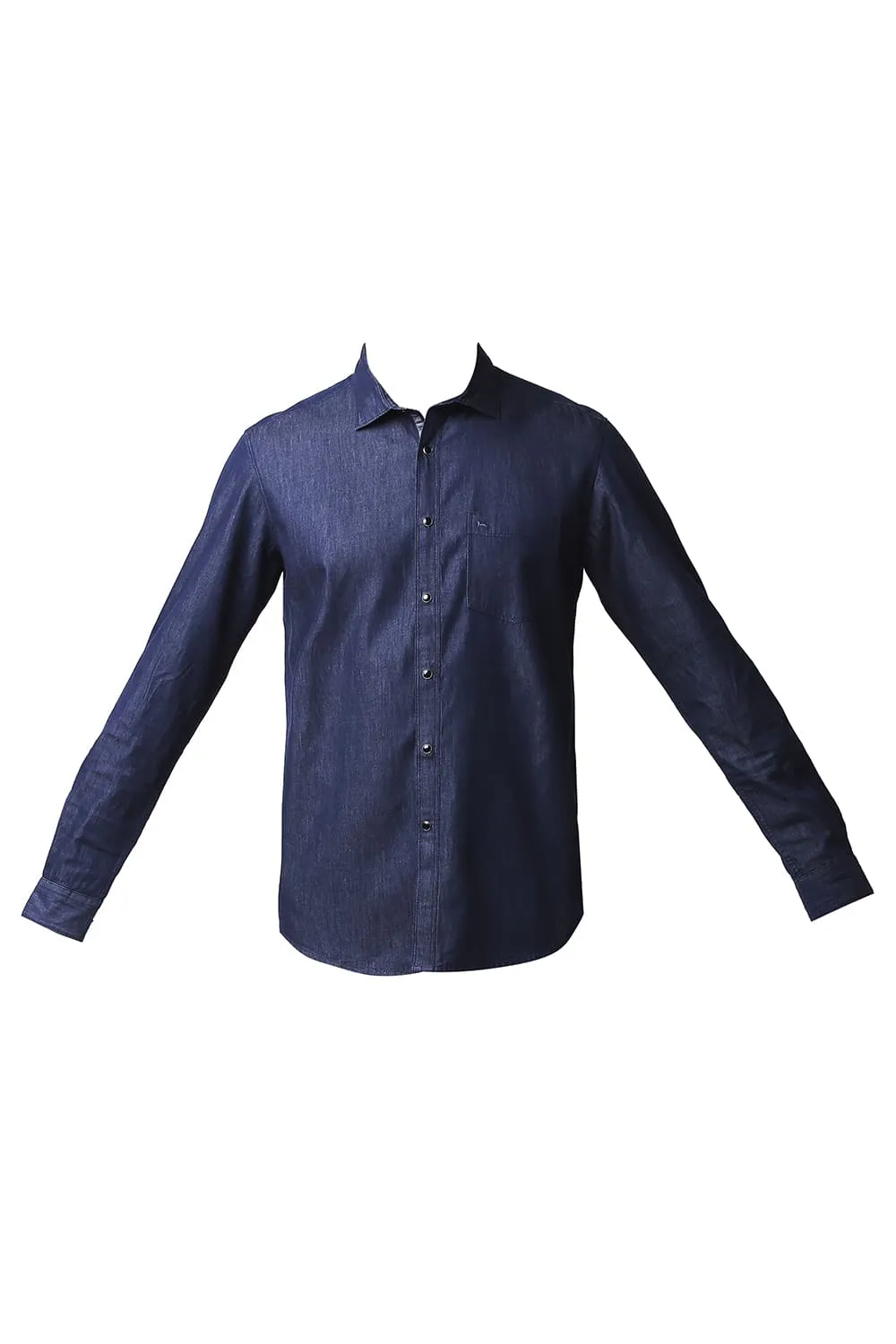 Basics Slim Fit Indigo Plain Shirt