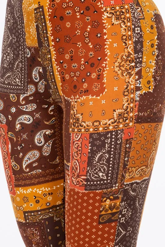 Bear Dance Patchwork Bandana Skinny Pants - Brown