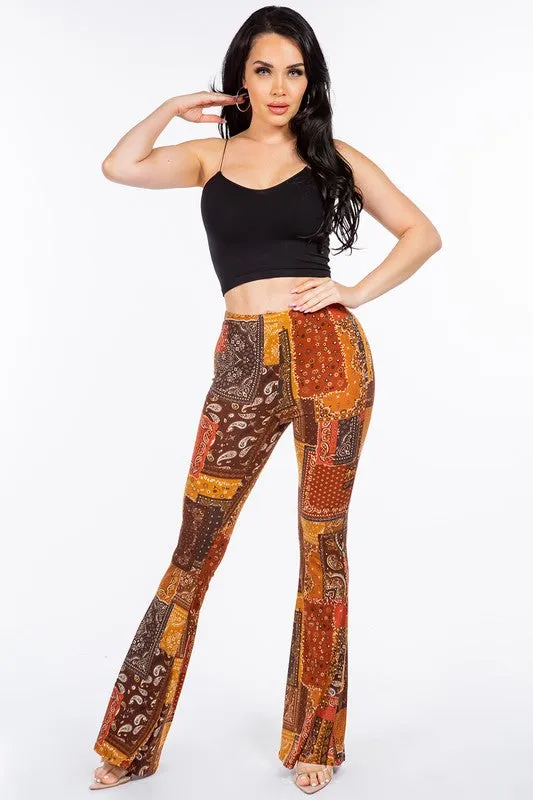 Bear Dance Patchwork Bandana Skinny Pants - Brown