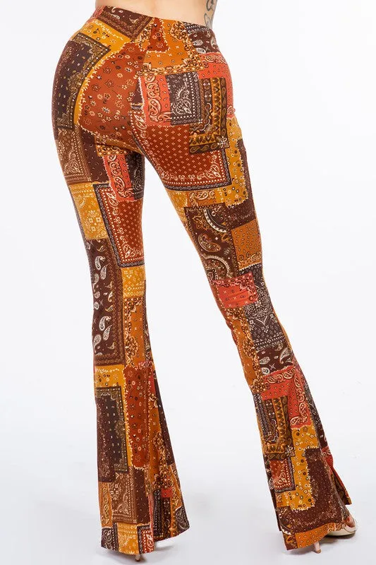 Bear Dance Patchwork Bandana Skinny Pants - Brown