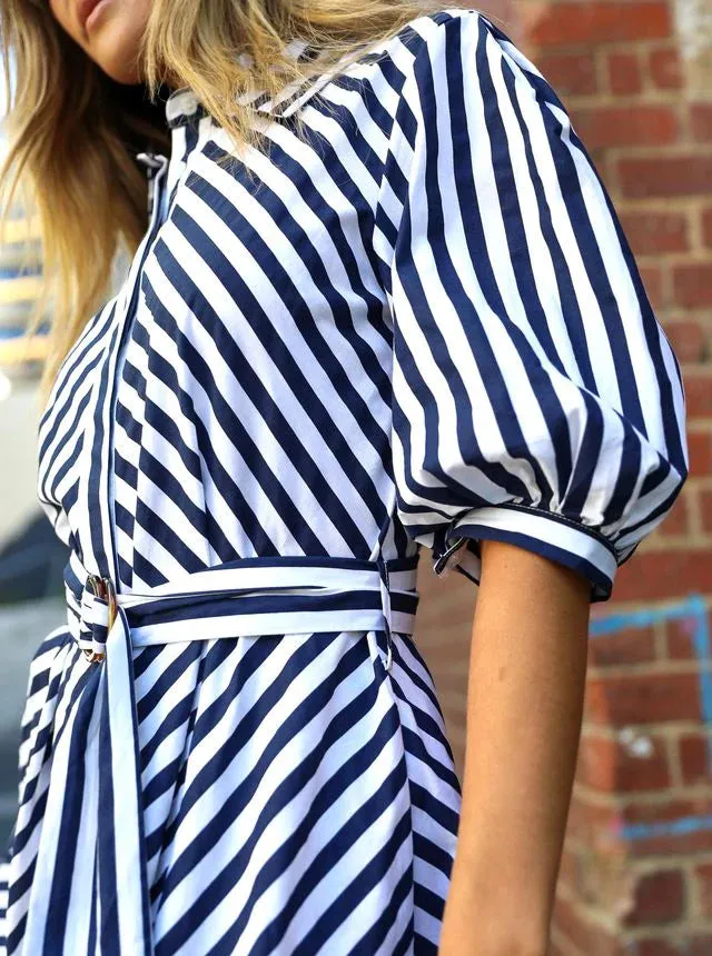 BIANCA DRESS - NAVY/WHITE STRIPE