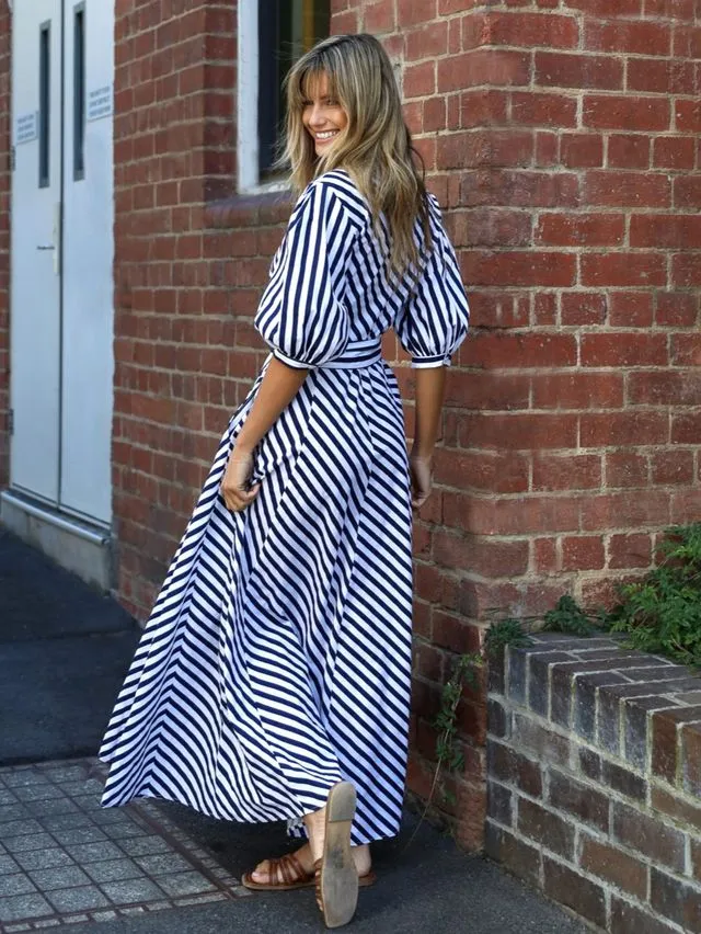 BIANCA DRESS - NAVY/WHITE STRIPE