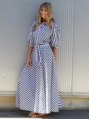 BIANCA DRESS - NAVY/WHITE STRIPE