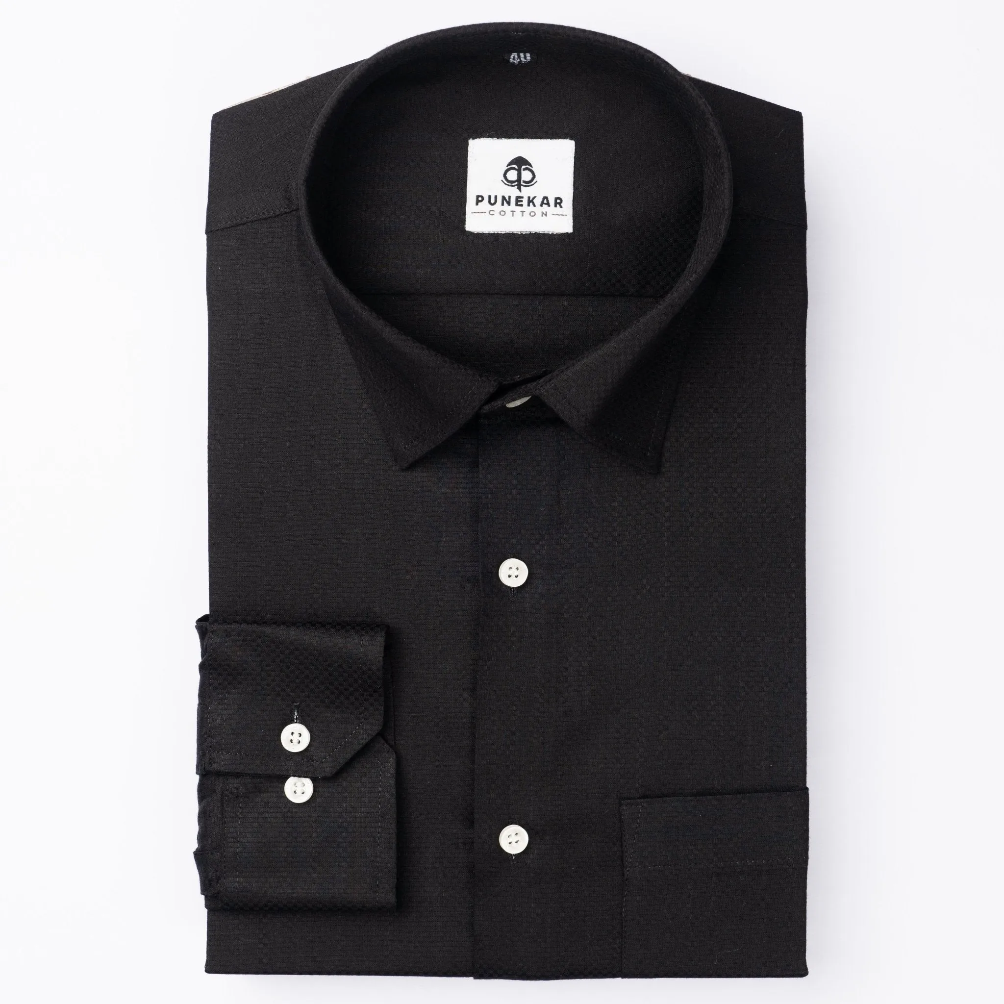 Black Color Dobby Cotton Shirt For Men