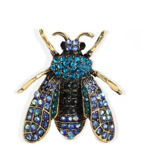 Blue Crystal Moth Lapel Pin