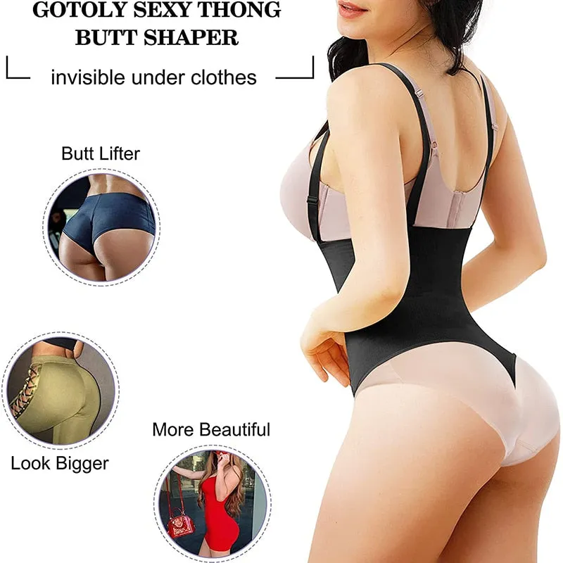 Body Shapewear Thong Waist Trainer Corset Open Bust Body Shaper Seamless Invisible Bodysuit Underwear Shapewear