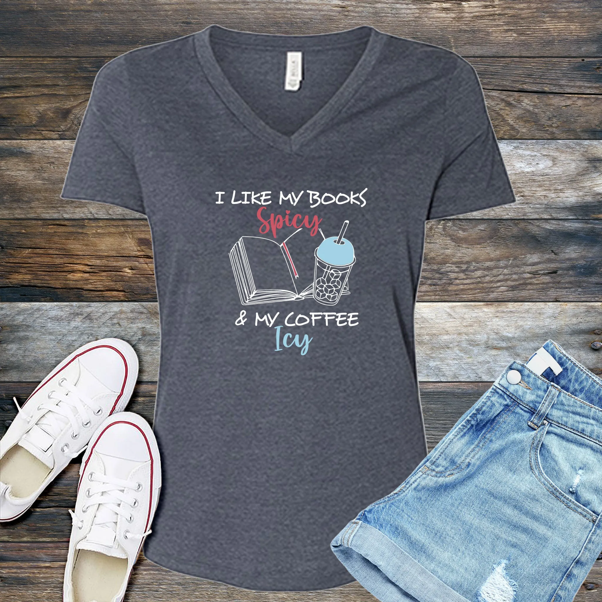 Books Spicy & Coffee Icy V-Neck