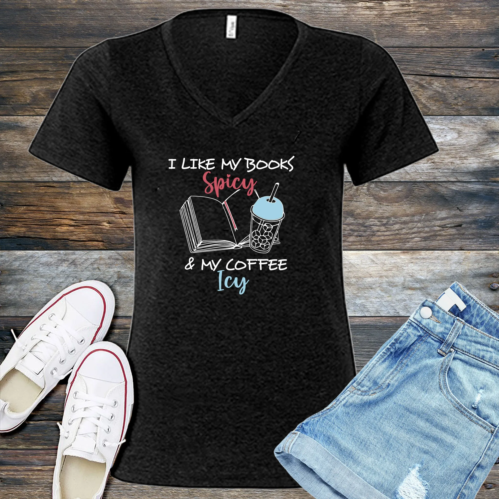 Books Spicy & Coffee Icy V-Neck