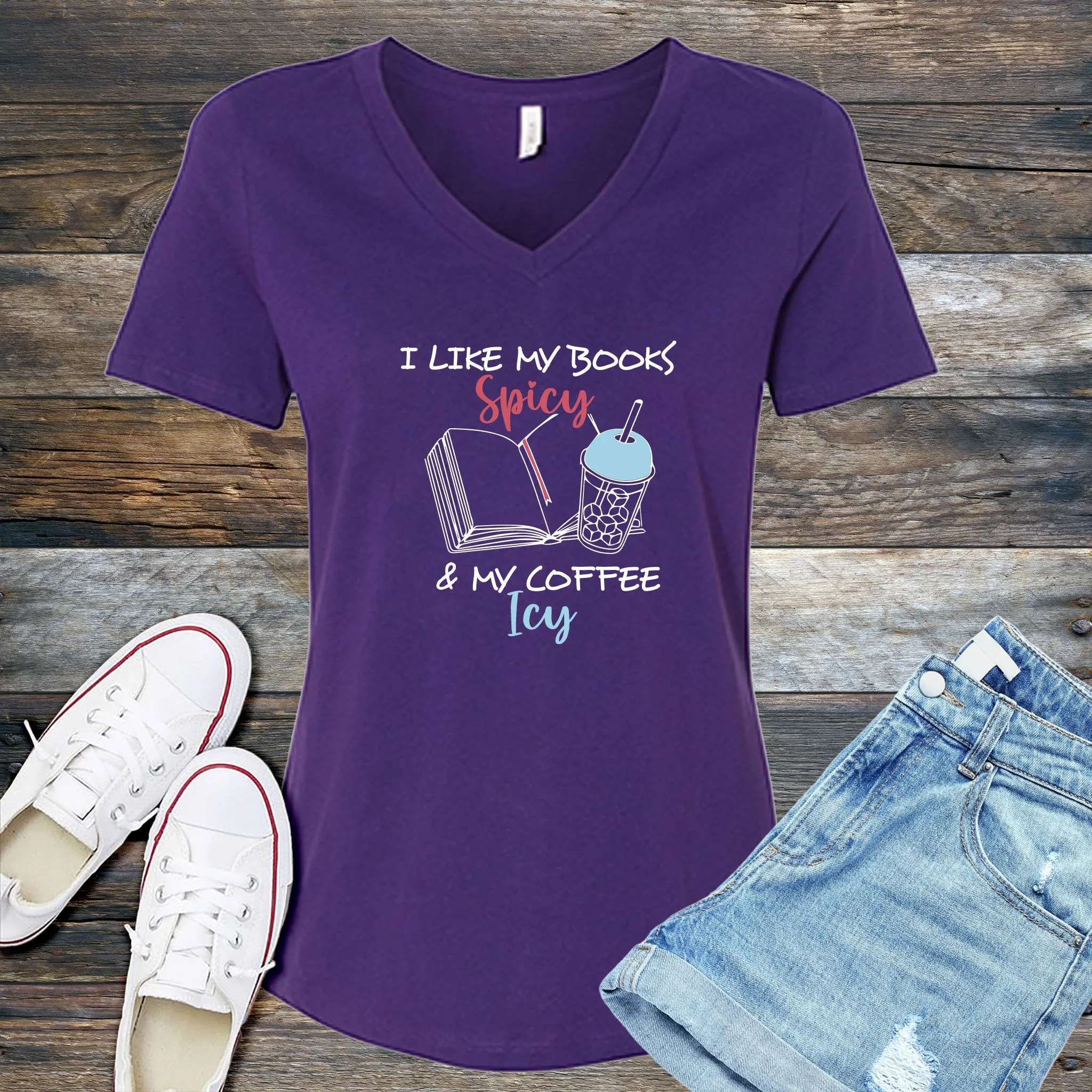 Books Spicy & Coffee Icy V-Neck