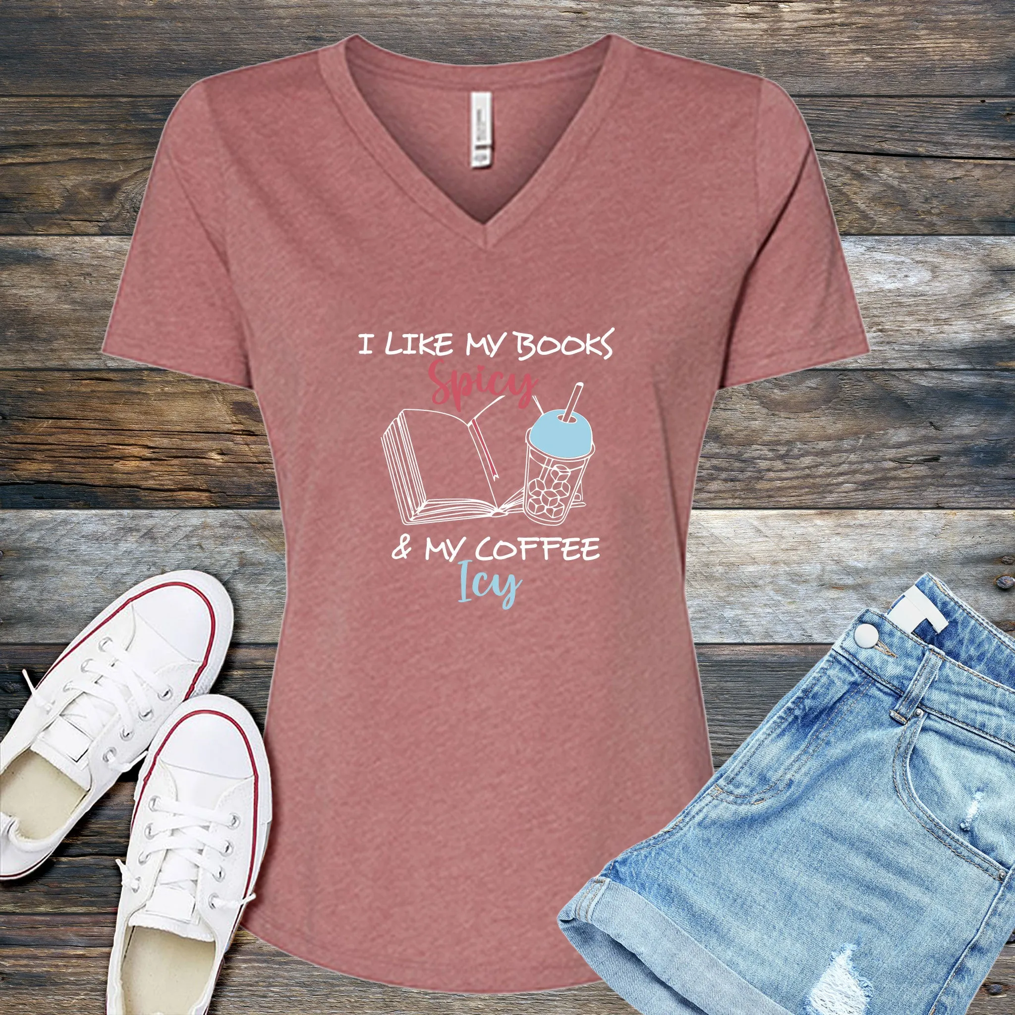 Books Spicy & Coffee Icy V-Neck