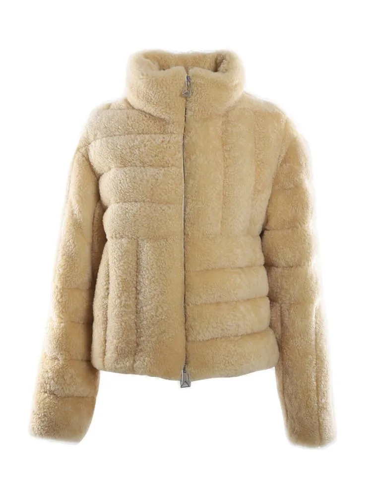 Bottega Veneta Intrecciato Pattern Shearling Jacket