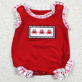 Boutique Baby Girls Romper Crab Embroidery Cute Infant Girls Boys Rompers Jumpsuit SR0156 SR0157