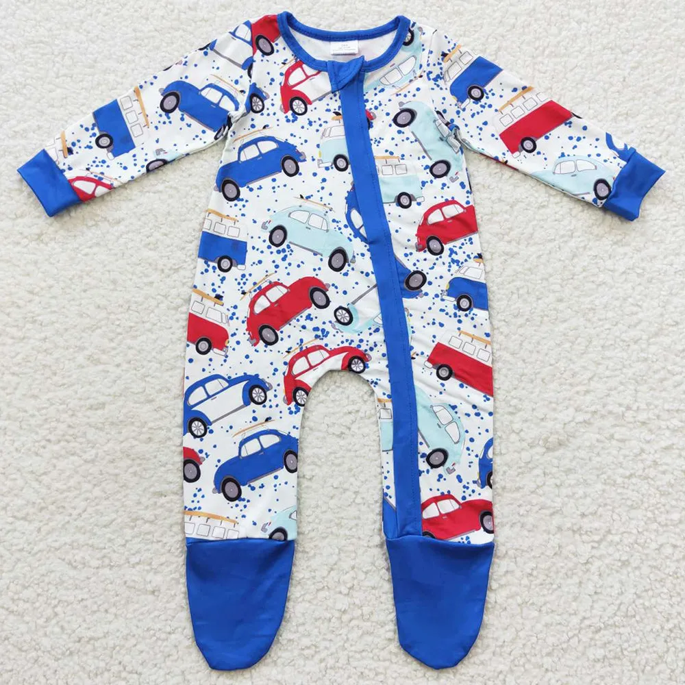 Boutique Boys Rompers Car Print Kids Jumpsuit LR0444