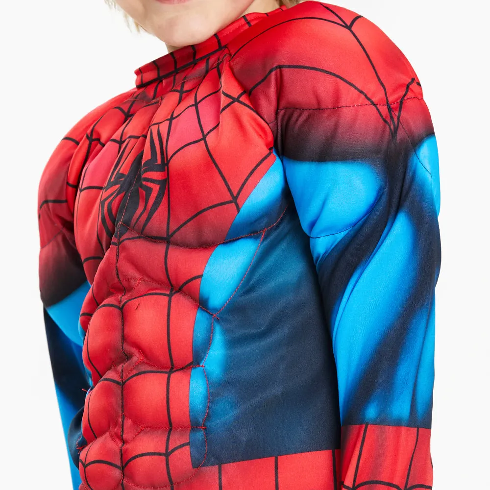 Boys Costume Spider Boy Muscle Jumpsuit, Kids Onesie(2pcs Set)