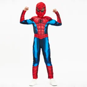 Boys Costume Spider Boy Muscle Jumpsuit, Kids Onesie(2pcs Set)