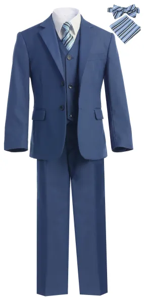 Boys' Slim Fit Suit 7-Piece Formal Set - Indigo Blue