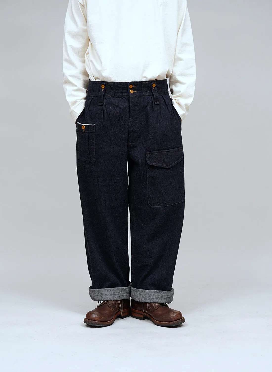 British Army Pant Loose Denim in Indigo