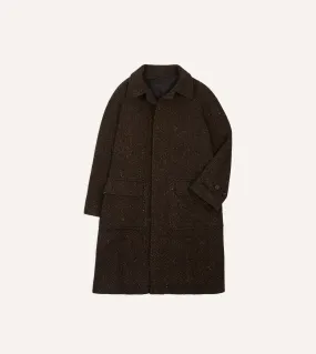 Brown Herringbone Wool Raglan Coat