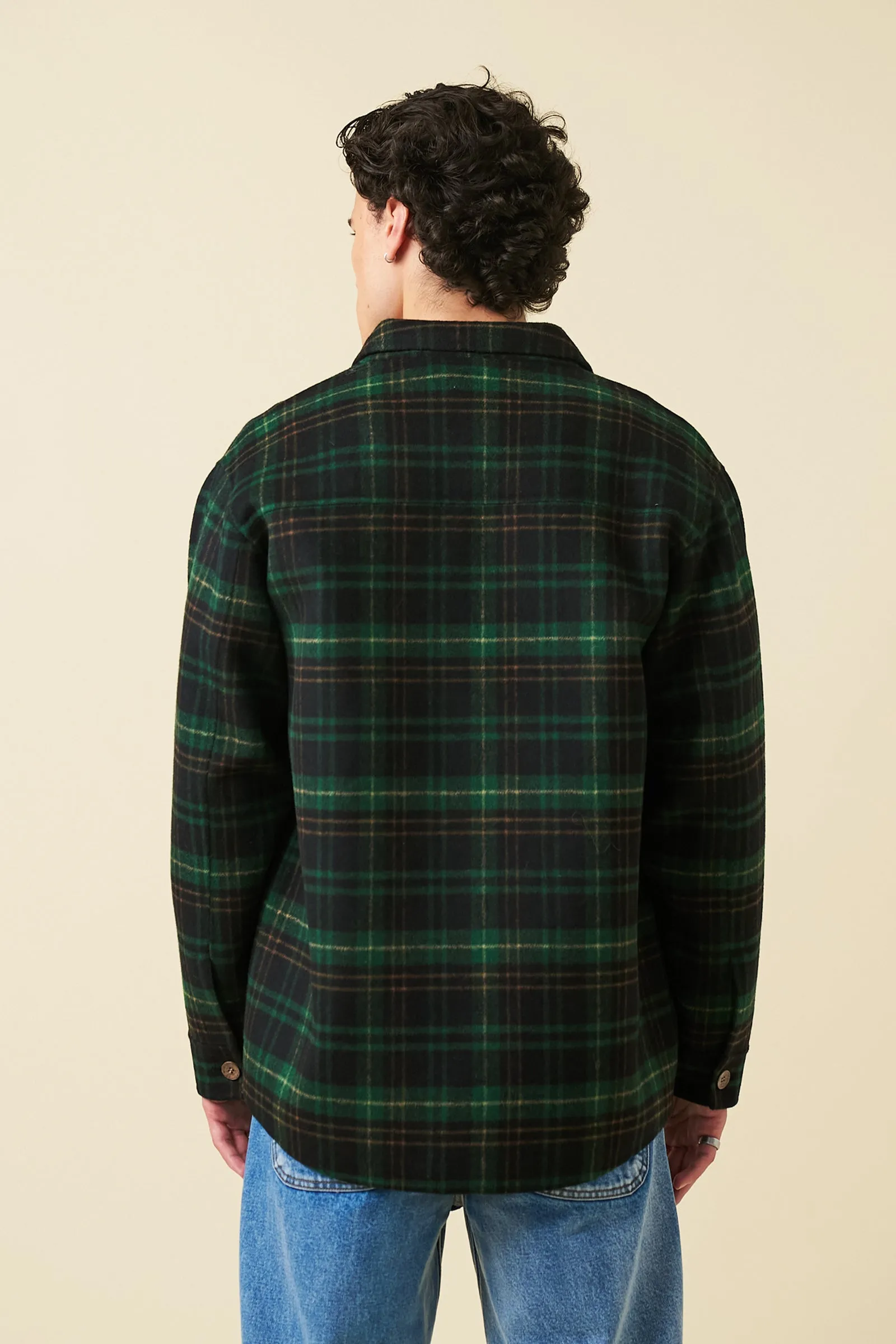 BYRANT CHECK WOOL COAT  - GREEN / NAVY